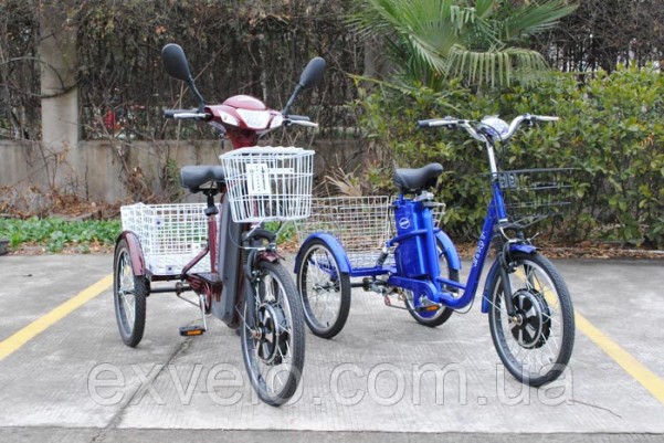 Триколісний електровелосипед VEGA Happy синій, червоний